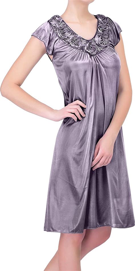 Ezi Womens Nightgowns1 Satin Silk Roses Nightgown At Amazon Womens