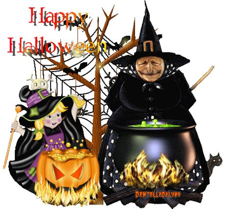 Cette fete est célébrée tout les 31 octobre avant la toussaint et a pour signification la veillée de la toussaint. Sorcières d'Halloween-gif animé - les gifs animés de ...