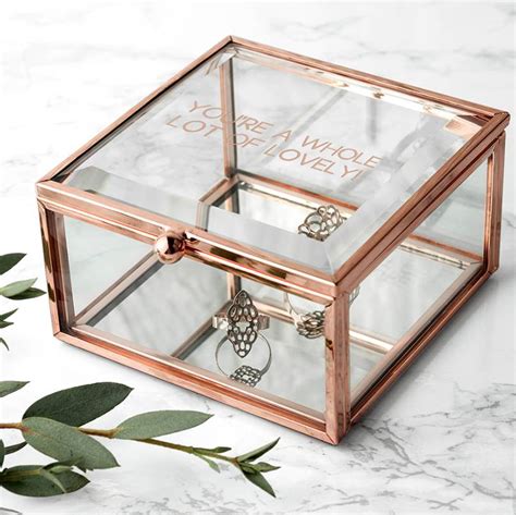 Rose Gold Bevelled Glass Personalised Jewellery Box By The Letteroom