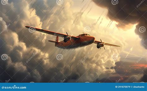 Plane Flying through Scarry Cloud Stock Illustration - Illustration of