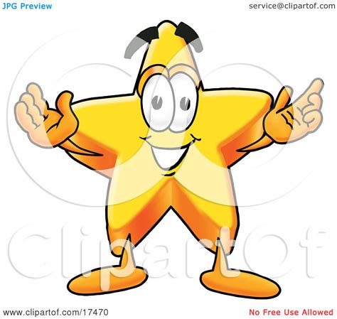 Clipart Picture Of A Star Mascot Cartoon Character With Open Arms By