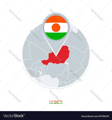 Niger Map And Flag Map Icon With Highlighted Vector Image