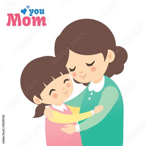 Mother And Daughter Hugging Together Isolated On White Background
