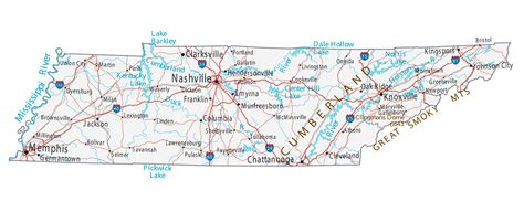 Tennessee State Map With Cities And Towns Cassie Anjanette