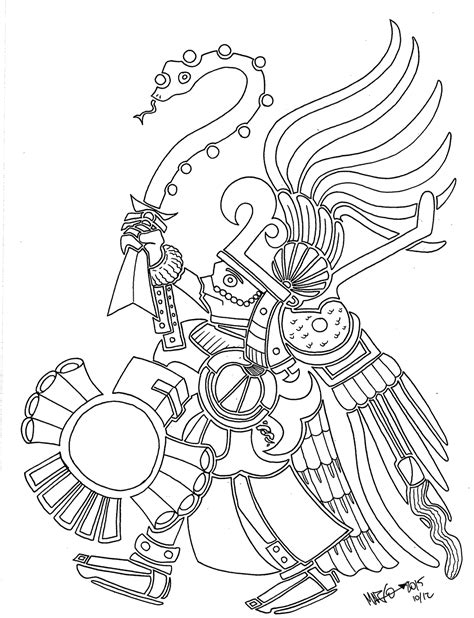 Colorear quetzalcóatl, el dios mexica o azteca de la vida, la serpiente emplumada. dibujo de dios azteca quetzalcoatl para colorear dibujos ...