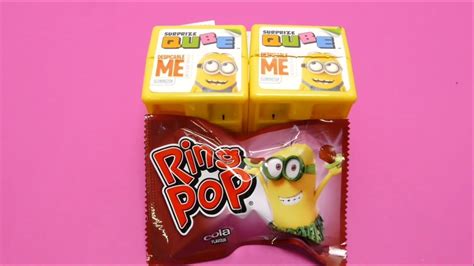 Minions Surprise Cubes And Minion Ring Pop Candy Youtube