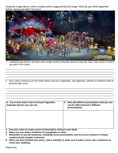 Circus Creative Writing With Prompt Teaching Resources