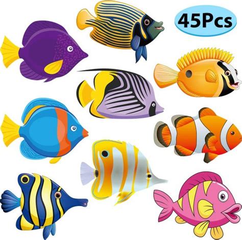 45 Pieces Fish Cut Outs Paper Colorful Versatile Classroom Decoration