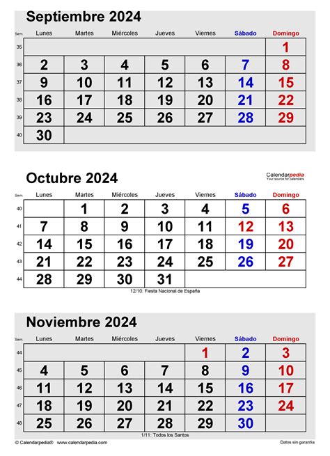 Calendario Octubre 2024 En Word Excel Y Pdf Calendarpedia