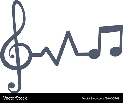 Heartbeat Pulse Line Music With Notes And Clef Vector Image