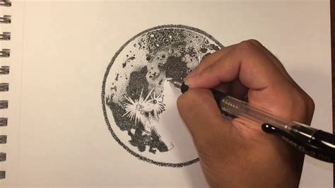 Ink Moon Drawing Stippling Youtube