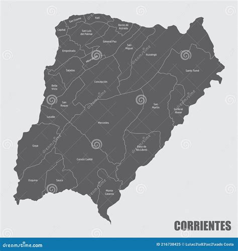 Corrientes Province Administrative Map Stock Vector Illustration Of
