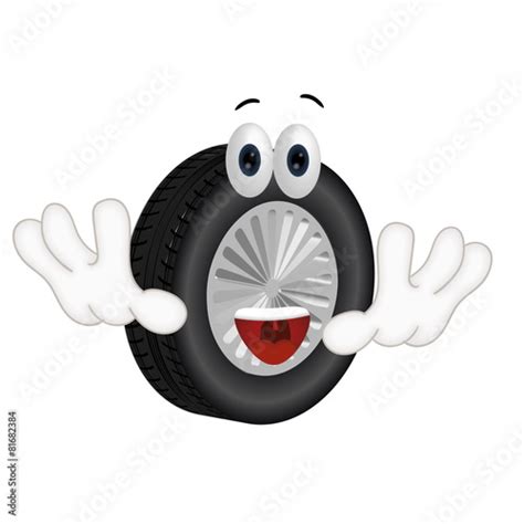 Funny Tire Cartoon Tire Service Summer Winter Tires Stock Photo And