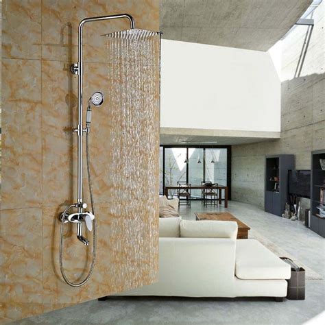 Bathroom faucets set the tone for your bathroom decor. Wall Mounted Exposed 8'' Shower Faucet Set Round Rain ...