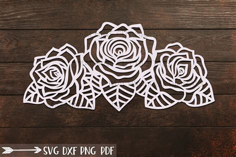 Roses With Leaves Border Svg Dxf Cut Out Laser Cricut Files By