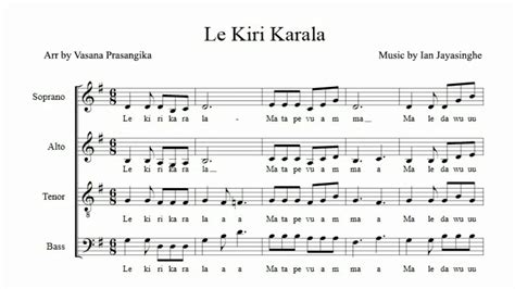 Brk Institute Negombo Sheet Music Le Kiri Karala Hymn 4 Part