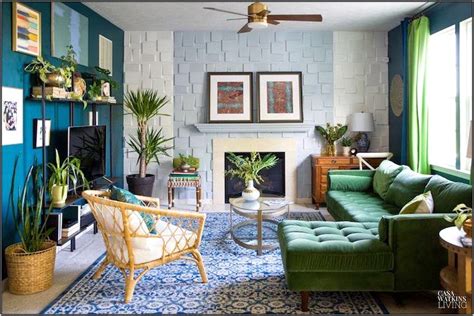 Interior Living Room Green Sectional Green Walls Living Room Home