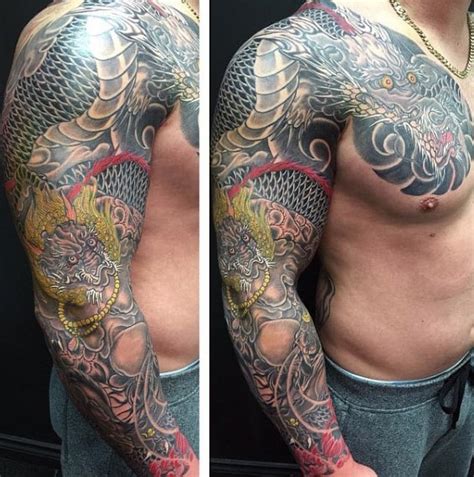 Pin dragon arm tattoo 30 cool arm tattoos for men on pinterest. 100 Dragon Sleeve Tattoo Designs For Men - Fire Breathing ...