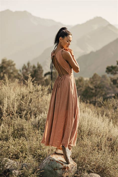 Boho Dress • Open Back Elegant Dress • Boho Organic Clothing Women