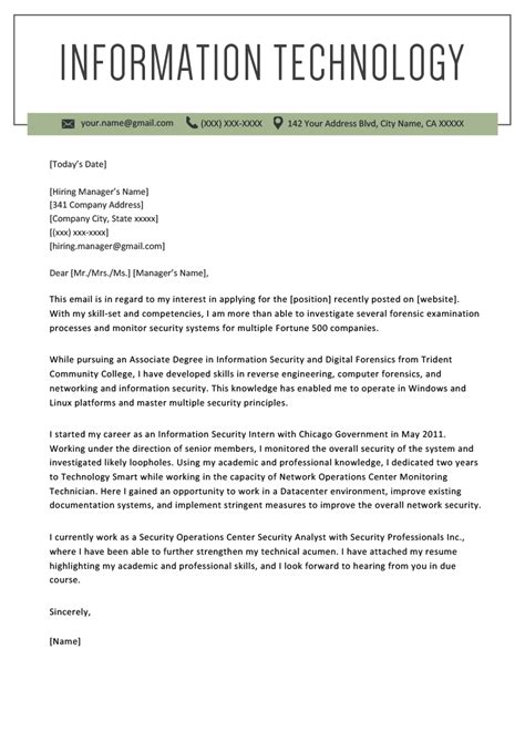 information technology  cover letter examples