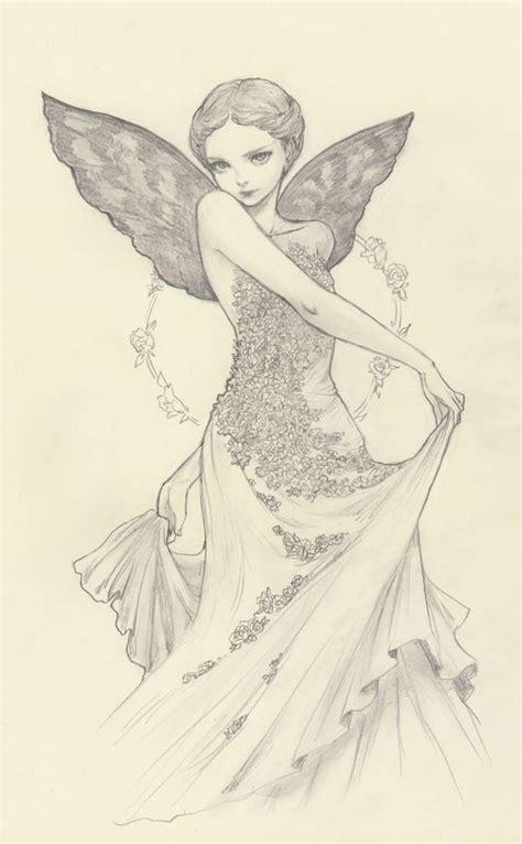 Original Pencil Drawing Fairy Drawings Drawings Fairy Art