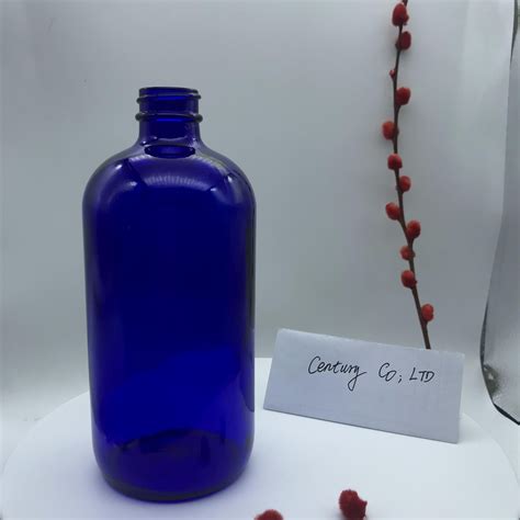 8 Oz Blue Boston Round Glass Bottle Zhengzhou Century Company Ltd