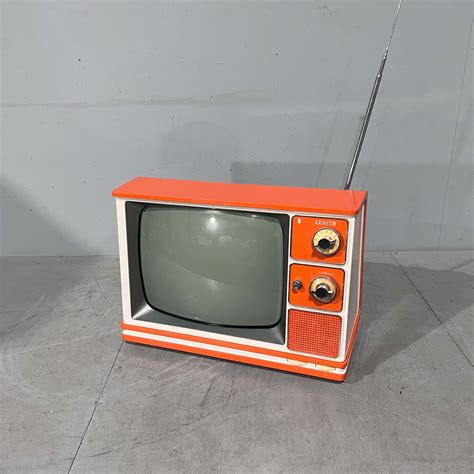 Vintage American Orange 1970s Portable Tv Tramps Prop Hire