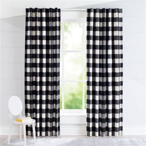 What kind of curtains do you use in a farmhouse? Black Buffalo Check Curtain | Crate and Barrel