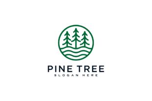 Pine Tree And River Logo Vector Graphic By Dunia Creative Fabrica