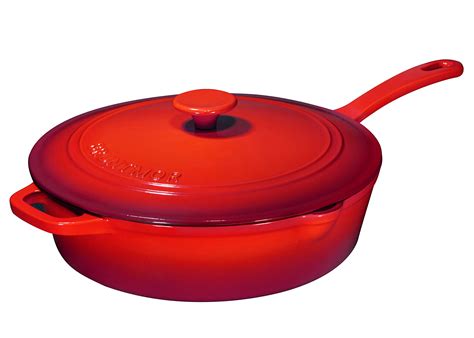 Buy Bruntmor Qt Red Enamel Cast Iron Saut Pan With Lid Quart Oven
