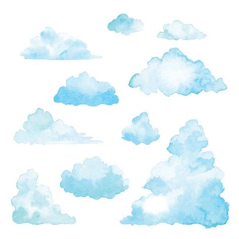 Groupe de nuages aquarelle - Illustration vectorielle | Dessin nuage