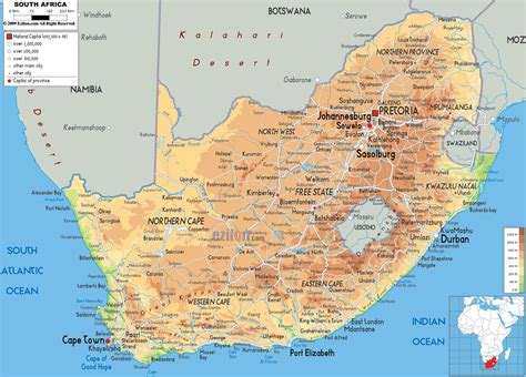 Physical Features Of South Africa Map Map Of World