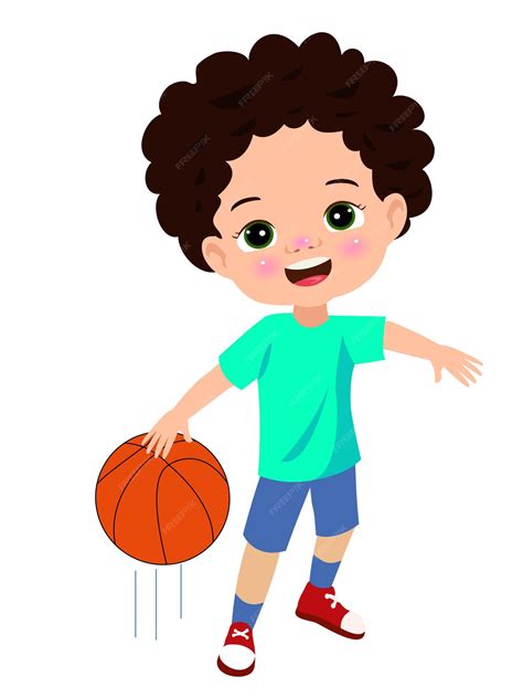 Premium Vector Vector Illustration Of Kid Playing Basketball