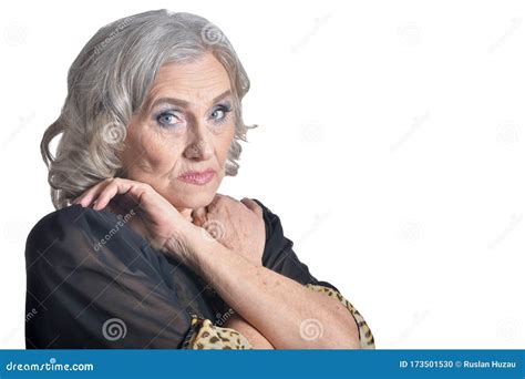 Close Up Portrait Of Sad Senior Woman Posing Stock Photo Image Of