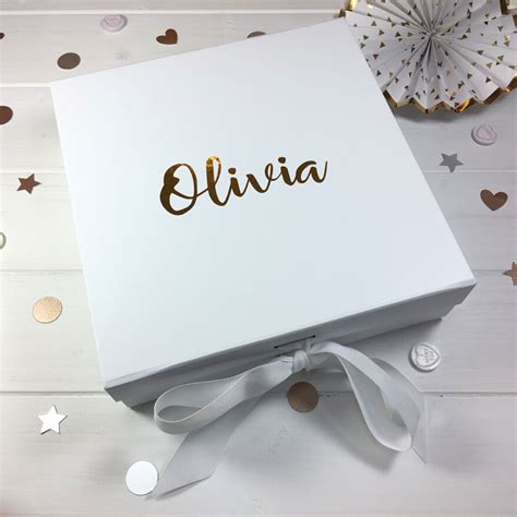 Vector gift box isolated on white background. Personalised Luxury Gift Box with Ribbon - Any Name ...