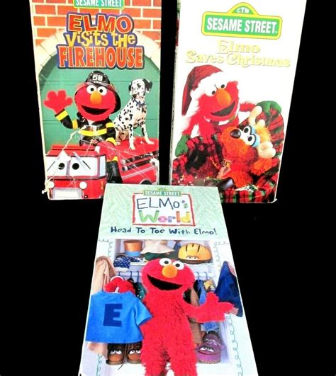 Elmo Vhs Lot Elmos World Saves Christmas Visits The Firehouse Sesame