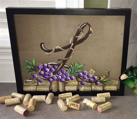 The etched design is permanent and will not peel, wear, or fade. Cork Collector Shadow Box Frame Monogram with Grapes by ...