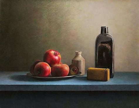 Still Life With Bottle And Apples Still Life Painting Jos Van Riswick