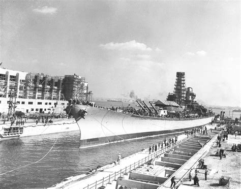 Battleship Iowa Shortly After Launching New York Naval Shipyard 1942