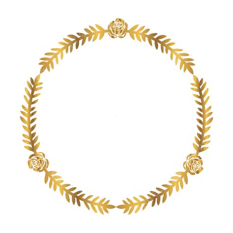 Bingkai Lingkaran Emas Dengan Desain Ornamen Vintage