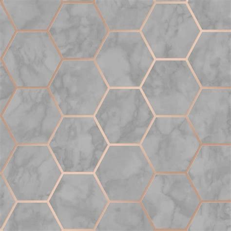 Hexagon Geometric Marble Wallpaper Kitchen Charcoal