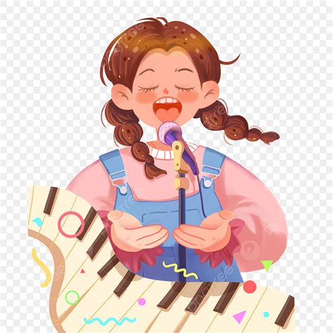 Gambar Ilustrasi Kartun Gadis Bernyanyi Anak Gadis Nyanyian Png