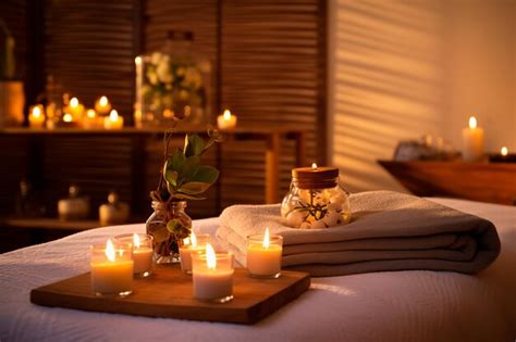 Premium Ai Image Massage Room Massage Table Towel And Aromatic Candles Essential Oils Spa