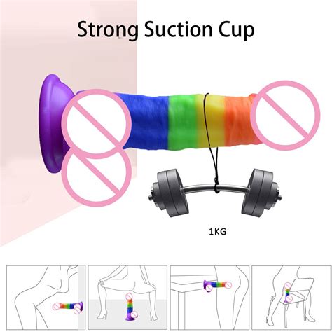 Rainbow Color Silicone Realistic Big Dildo Soft With Suction Cup Penis