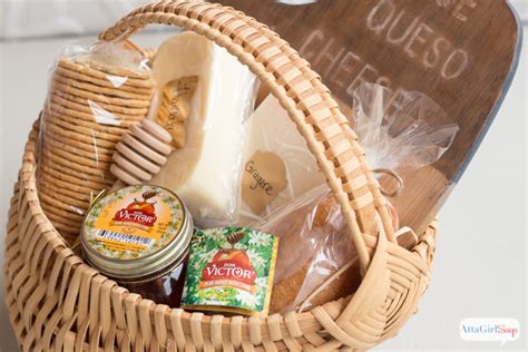 Gift basket ideas with cutting board. Honey & Cheese Gift Basket with Antiqued Bamboo Cutting ...