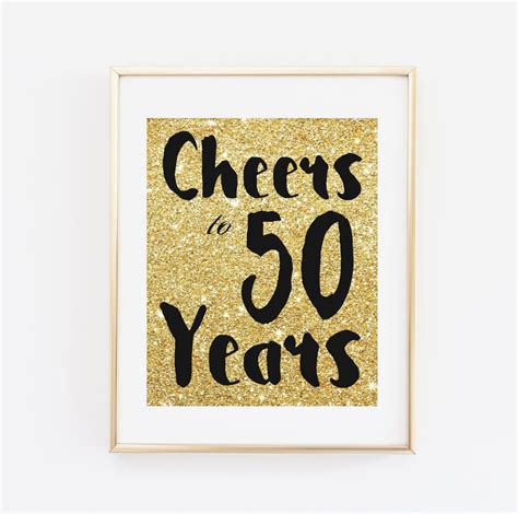 Cheers To 50 Years Printable 50th Birthday Decor Cheers To