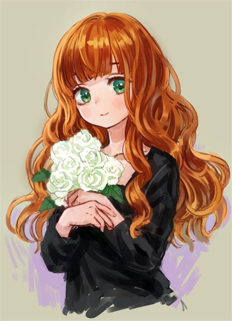 Orange Hair Anime Girl With Green Eyes Anime Orange Red Hair Green Eyes