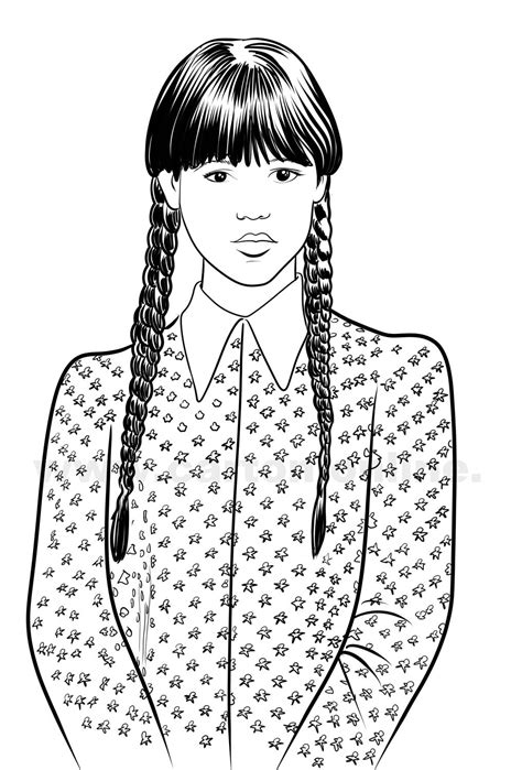 Desenho de Wednesday Addams Jenna Ortega de Wednesday série de