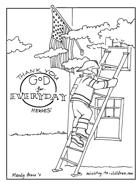 Click the cartoon firefighter coloring pages to view printable version or color it online (compatible with ipad and android tablets). Firefighter Coloring Page (Thank God for Everyday Heroes)