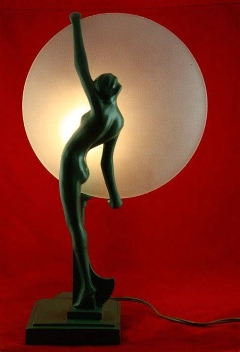Art Deco Lamp Lady Nude Authentic Old Metal Home Living Lamps